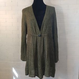 Army Green Long Cardigan button front by Nie & Zoe